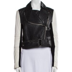 Helmut Lang Leather Biker Jacket Black & White
